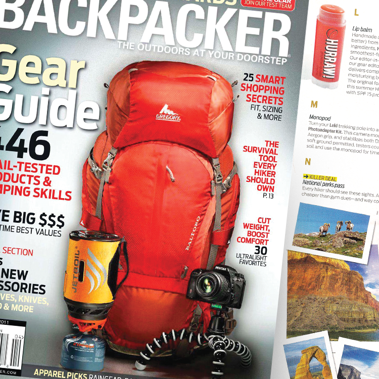 Hurraw! Lip Balms featured in Backpacker Magazine.