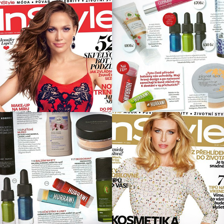 Hurraw! vegan cosmetics featured in InStyle Magazine.