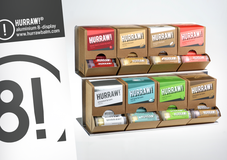 Hurraw! Vegan Lip Balm Wholesale Display Stand - 8 box option